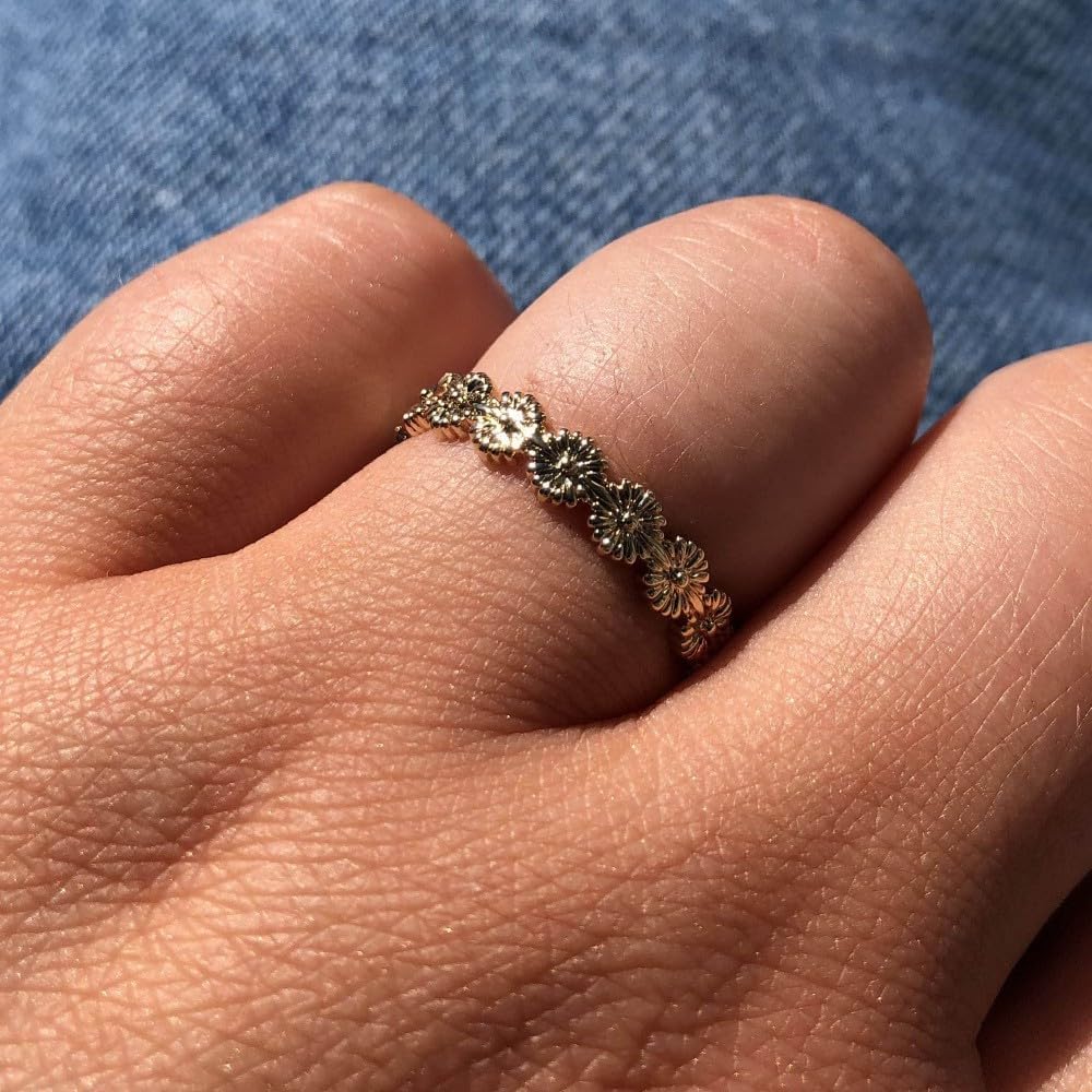 Thumbnail 3 de Les Poulettes Bijoux – Bague plaqué or à anneau et petites fleurs, dans son écrin