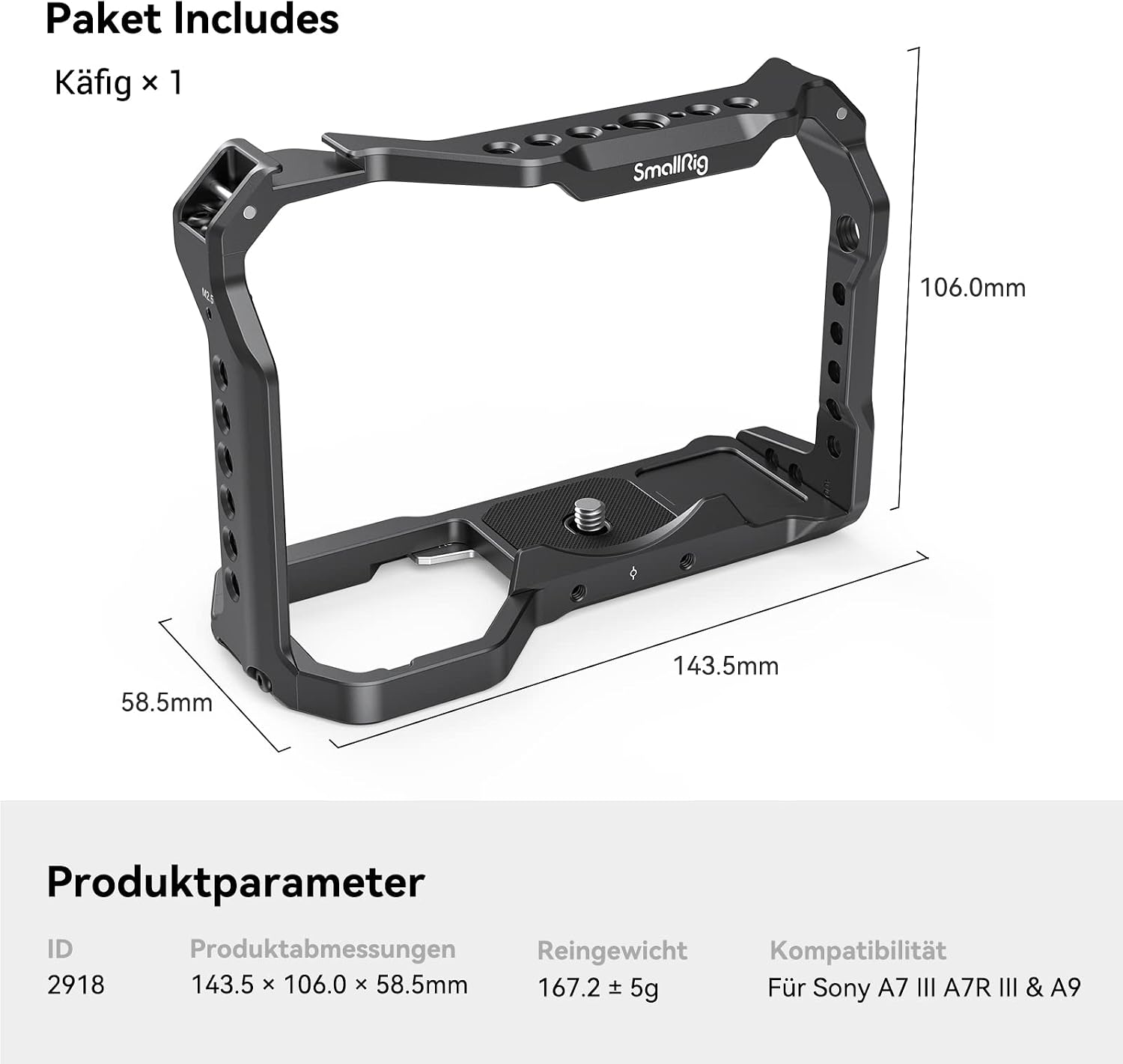 Detalle 2 de SMALLRIG A7 III Cage A73 für Sony A7