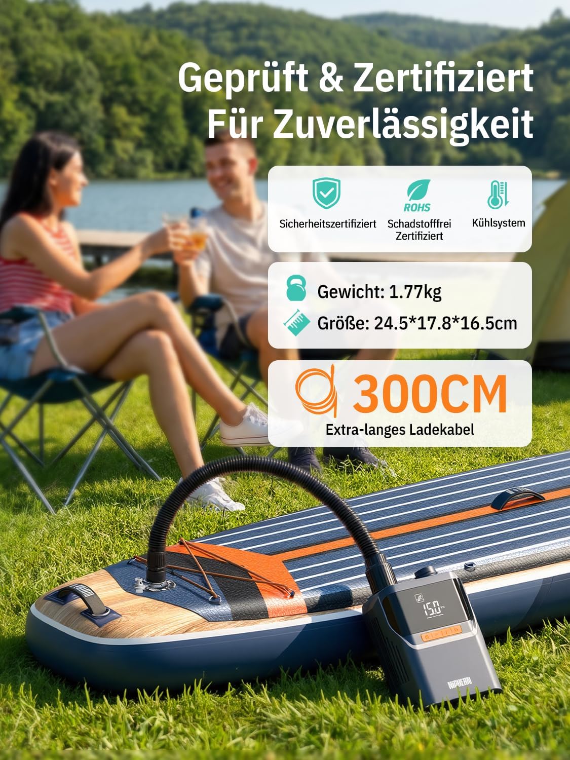 Thumbnail 6 de Niphean Elektrische Luftpumpe Akku – 50 PSI, vielseitig einsetzbar für Reifen, SUPs, Zelte und mehr