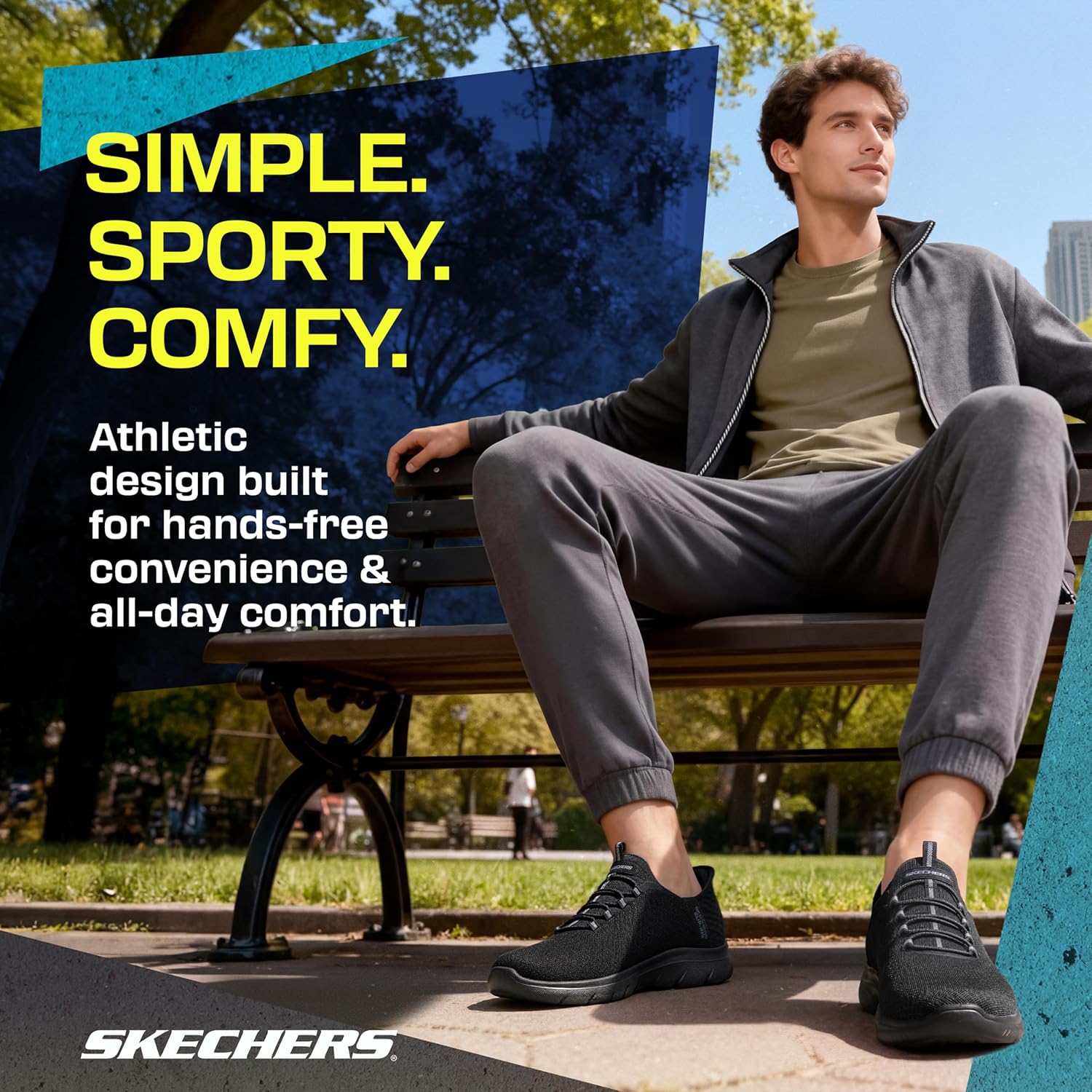 Detalle 2 de Skechers Herren Summits High Range Slip-In Turnschuhe – Black Mesh/Trim, 45 EU