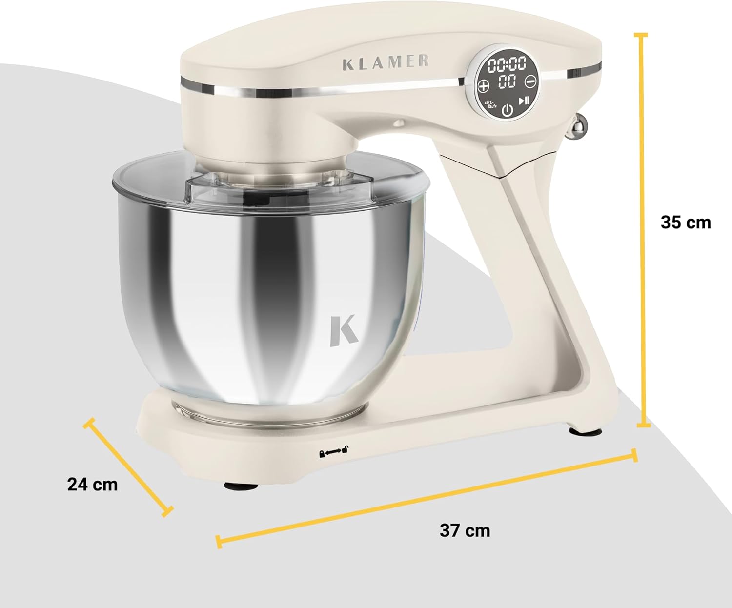 Thumbnail 2 de KLAMER Küchenmaschine 1800W – 6 L Edelstahl-Schüssel,Planetarisches Rührwerk, 10 Stufen, Timer