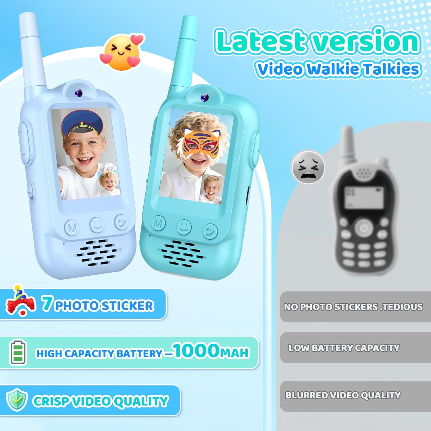 Detalle 2 de Wootoyz Video Walkie Talkies for Kids (Video, Push-to-talk) – Toddler Blue Green