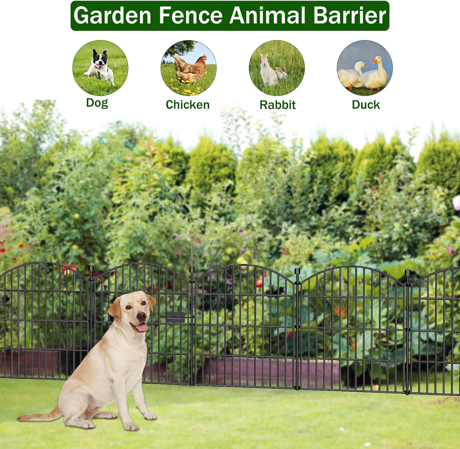 Detalle de 10 Panels No Dig Decorative Garden Fence with Gate – 61 cm H x 6.1 m L