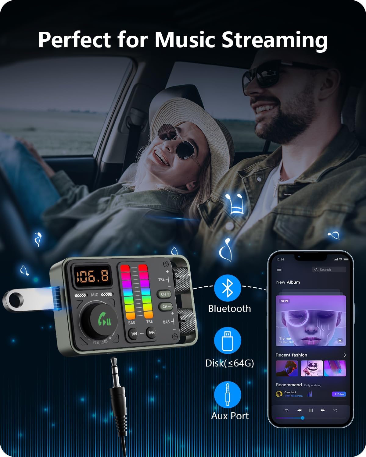 Thumbnail 4 de LENCENT Transmisor FM Bluetooth 5.3 PD 20W