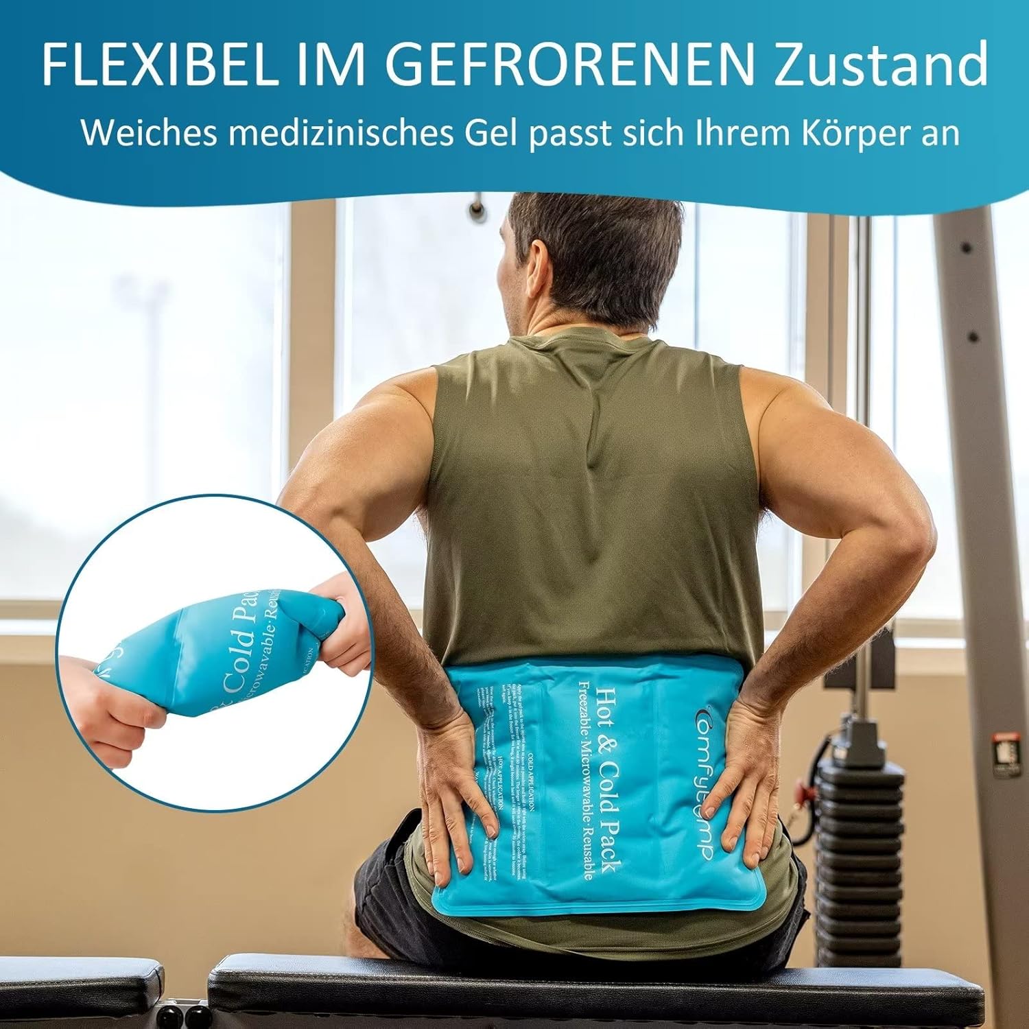 Thumbnail 6 de Comfytemp Große Kühlpads Gel mit Klettband, 27x37 cm – Wiederverwendbar für Schulter, Nacken, Rücken, Knie & Gesäß