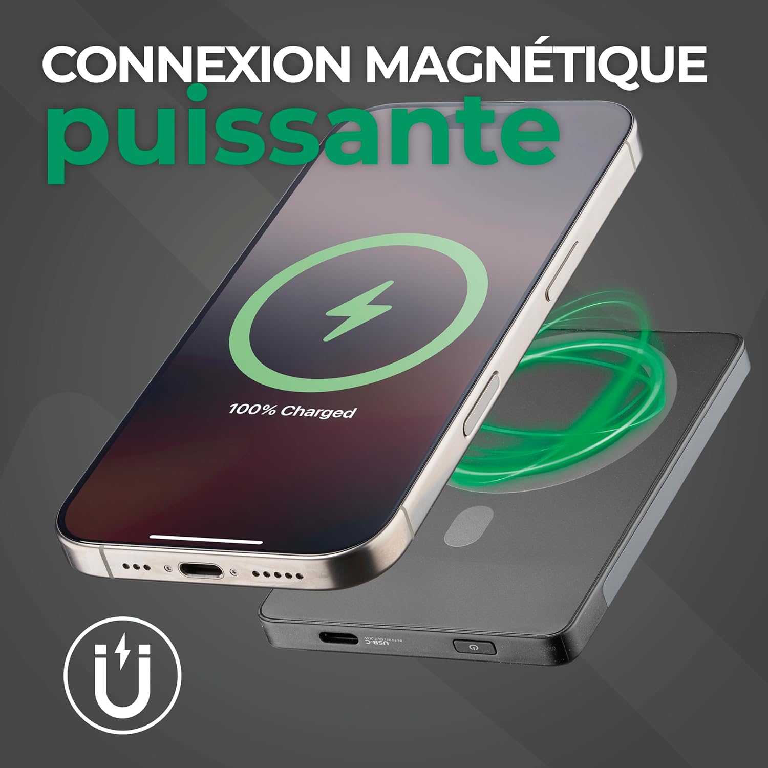 Thumbnail 3 de Teknoll Power Bank 5000 mAh MagSafe : charge MagSafe sans fil jusqu’à 10 W, USB‑C PD 20 W avec écran LED