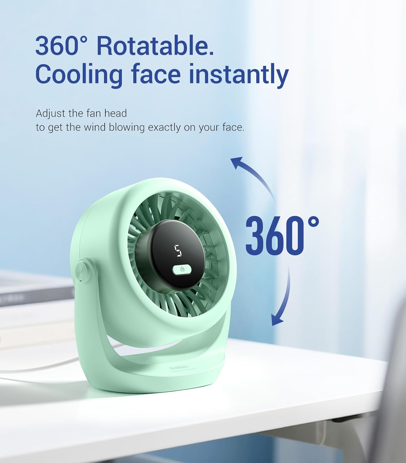 Thumbnail 5 de Diveblues TurboBreeze Portable Turbo Desk Fan (5-inch) — USB mini desk fan with LED display and 360° adjustment