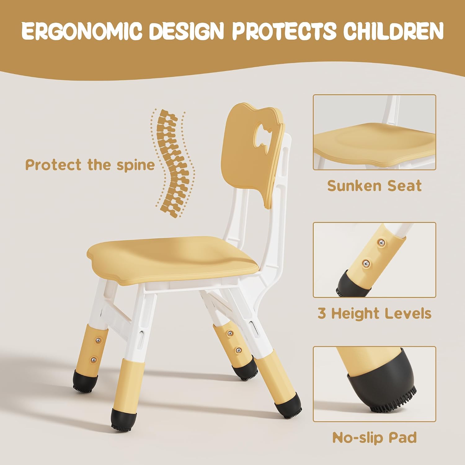 Thumbnail 3 de Brelley Adjustable Toddler Table and Chair Set, Beige, 31.5" x 23.6