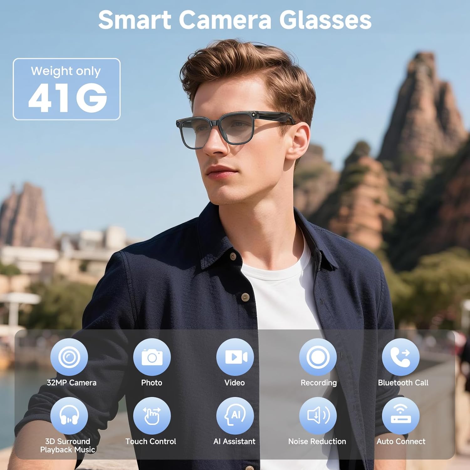 Thumbnail 4 de AI Smart Glasses with Camera: 4K Recording, Real-Time Translation and ChatGPT Assistant