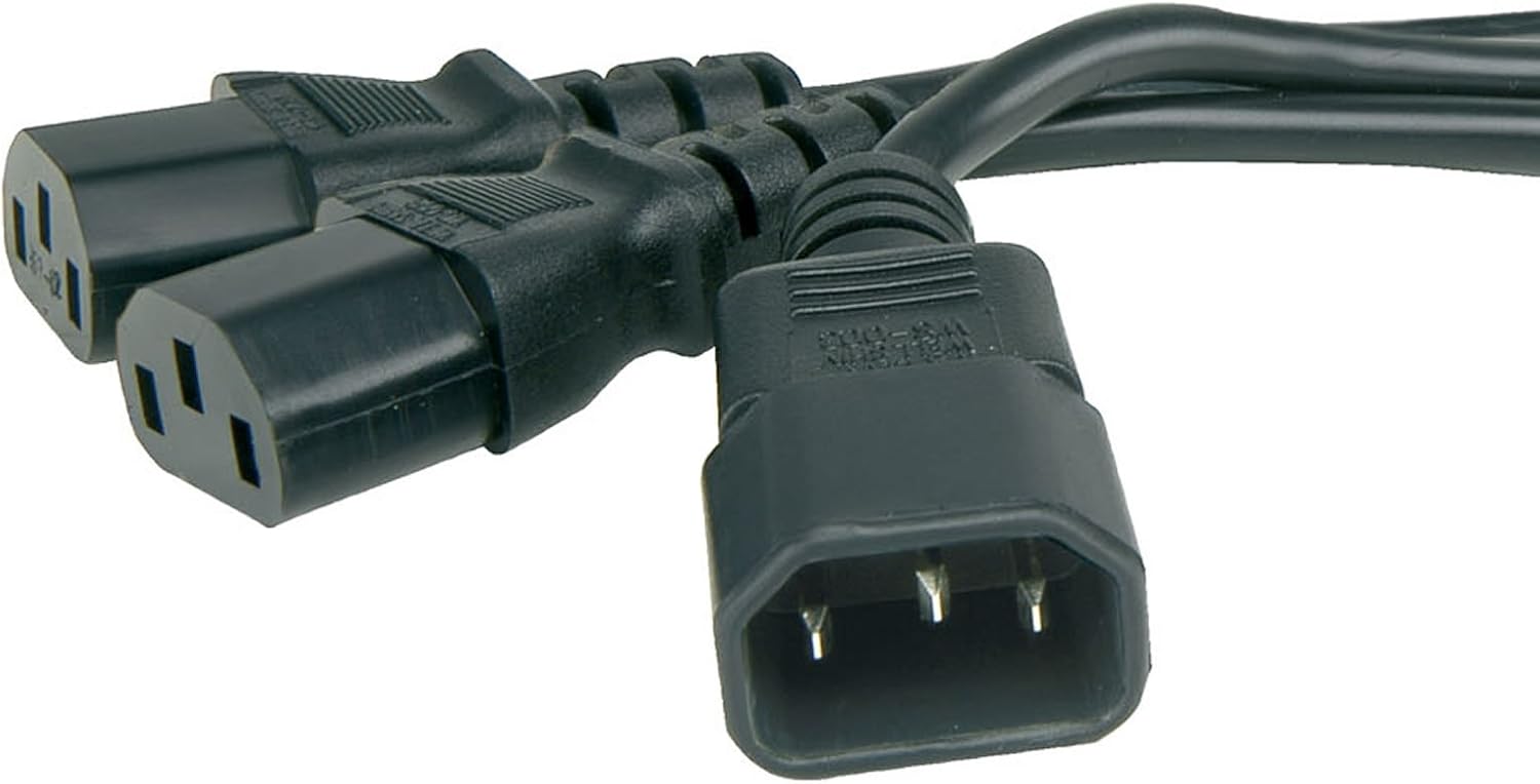 Detalle de kenable IEC Mains Splitter Cable C14 Plug to 2 x C13 Socket Y Lead 1m (50cm + 50cm) – Black