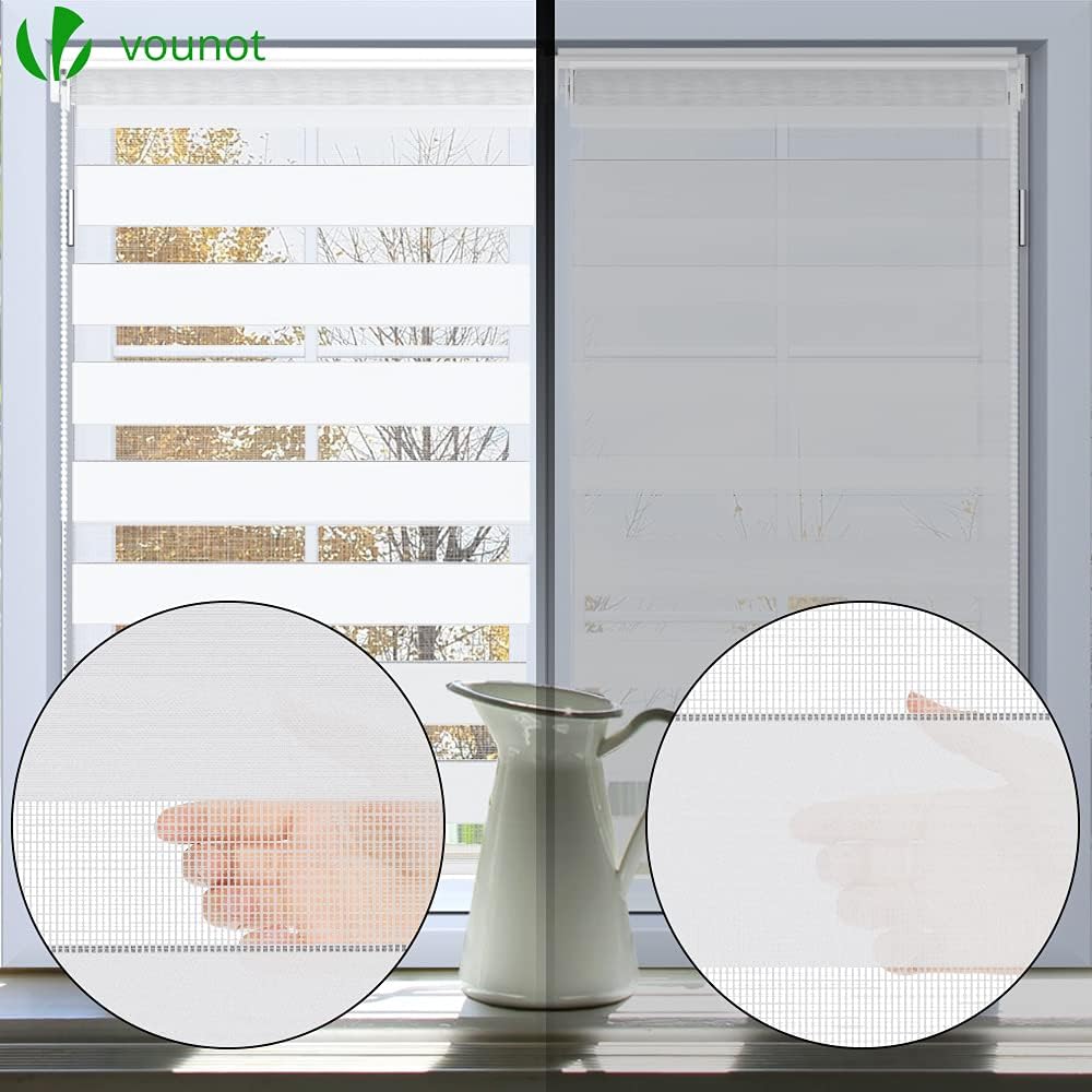 Thumbnail 1 de Vounot Lot de 2 Store Enrouleur Jour Nuit Double Tissu 50 x 150 cm – Installation sans ou avec perçage, Blanc