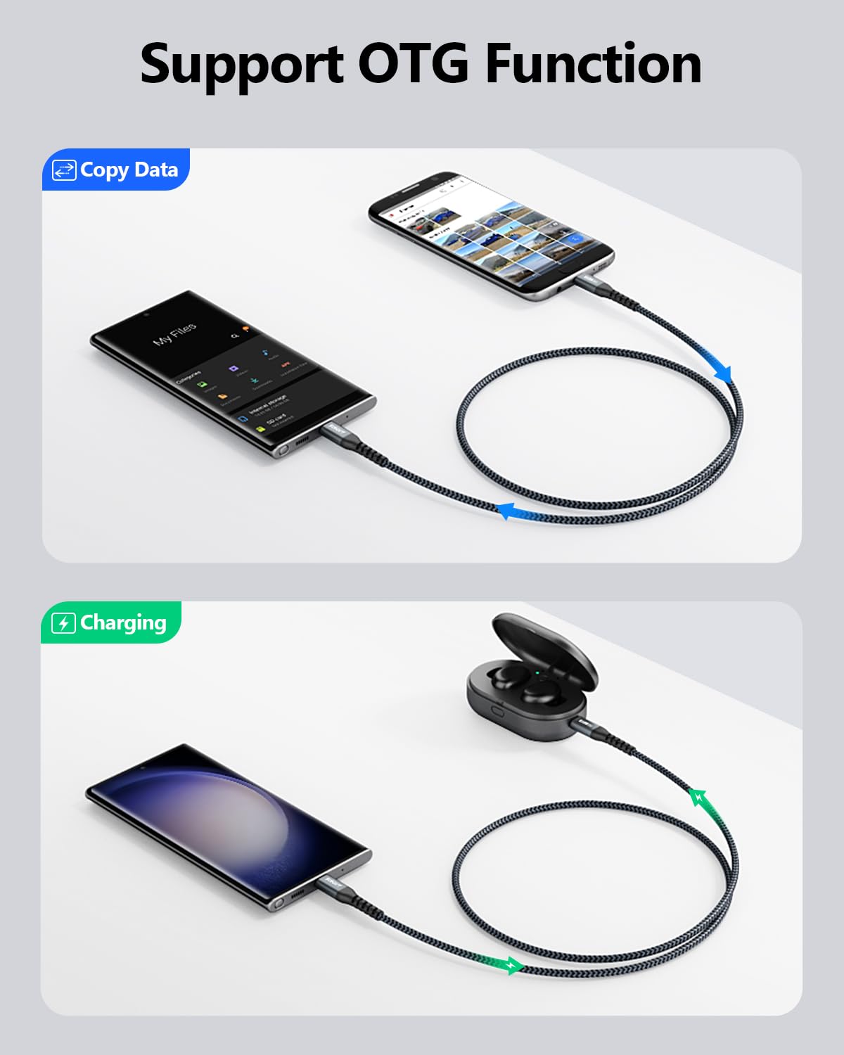 Thumbnail 1 de SUNGUY USB-C auf Micro USB Kabel – 0,3 m zum Laden und Daten synchronisieren