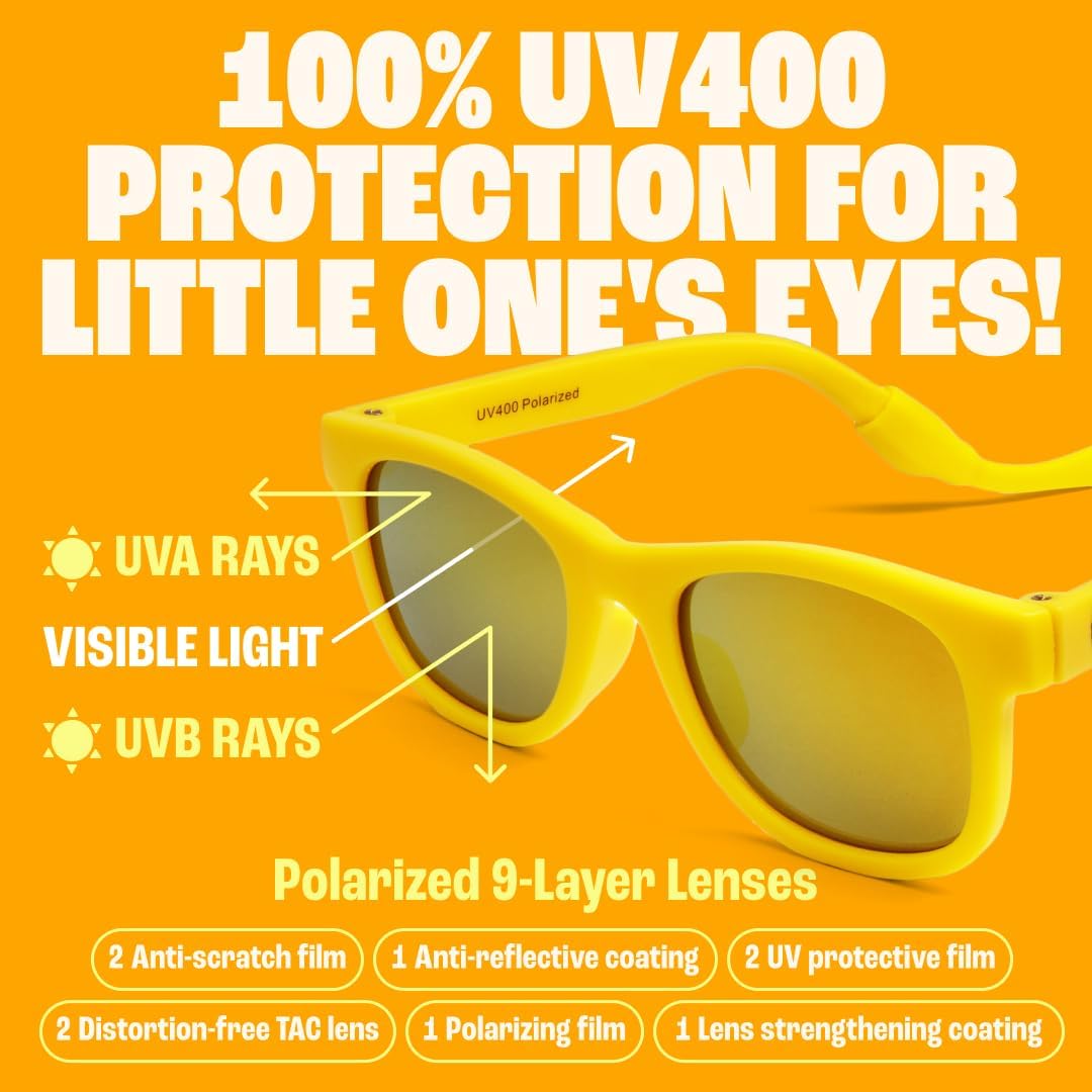 Detalle de BABY SUNNIES Lunettes de Soleil Enfant 3–8 ans – Noir, protection UV et style pour les petits explorateurs