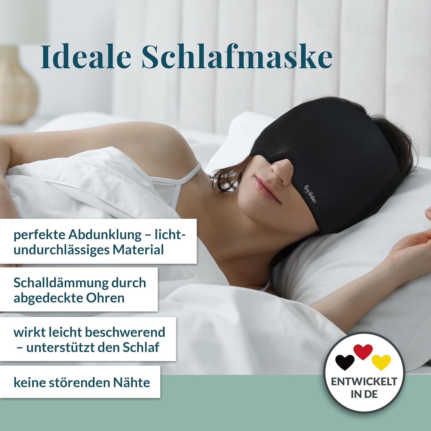 Detalle de Hey Nature Migräne Maske, kühlende Schlafmaske – natürliche Hilfe bei Migräne, Kopfschmerzen und mehr