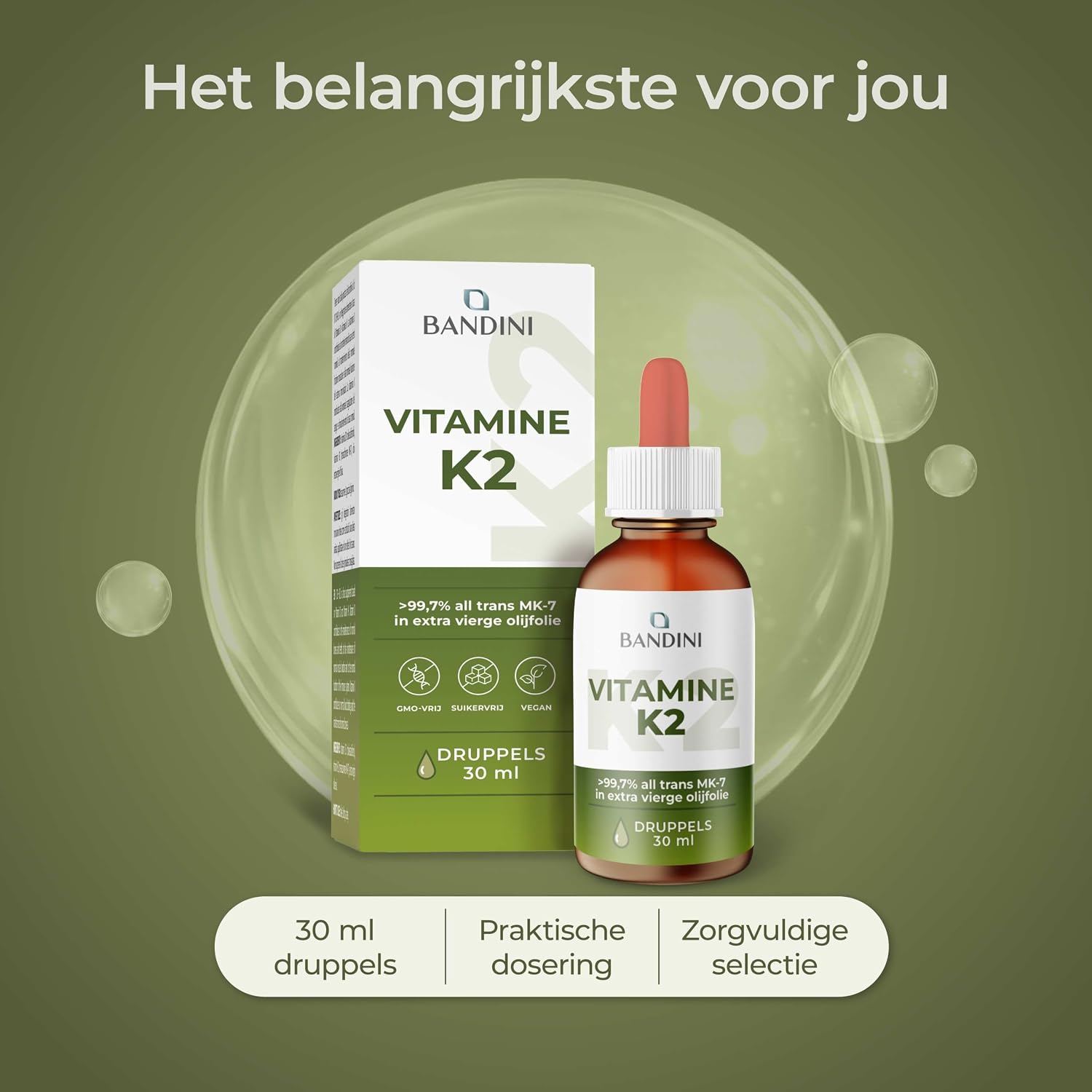 Detalle 2 de BANDINI Vitamine K2 MK7-druppels, 200 µg per dag, 30 ml