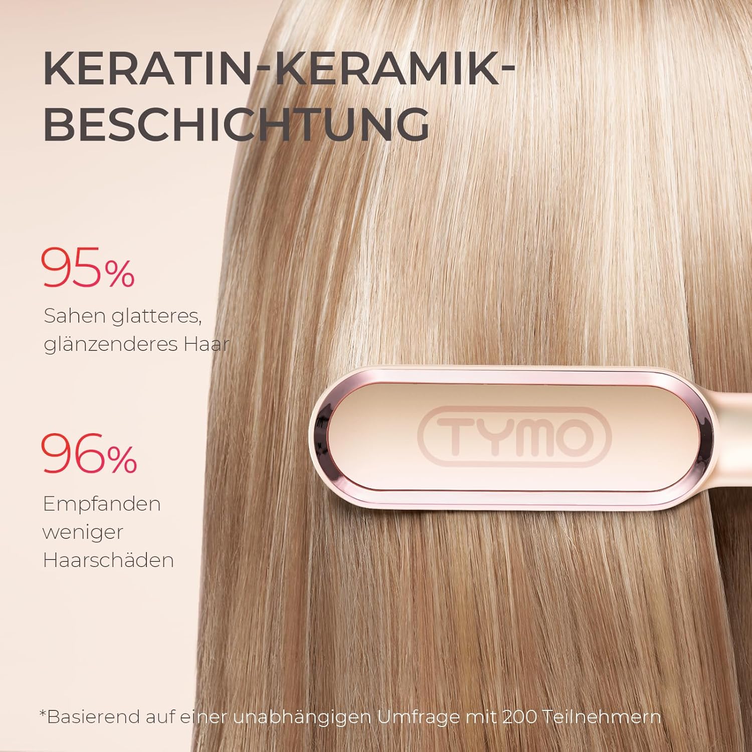 Thumbnail 1 de TYMO RING Glättbürste 2-in-1 mit Keramik Glätteisen und Haarbürste, Pfirsich