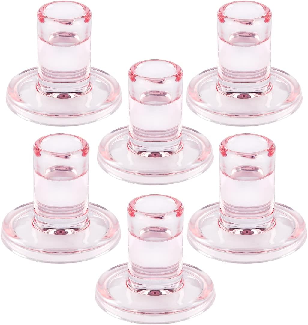 TELOSMA Pink Glass Candle Holders 6PCS 0.85in