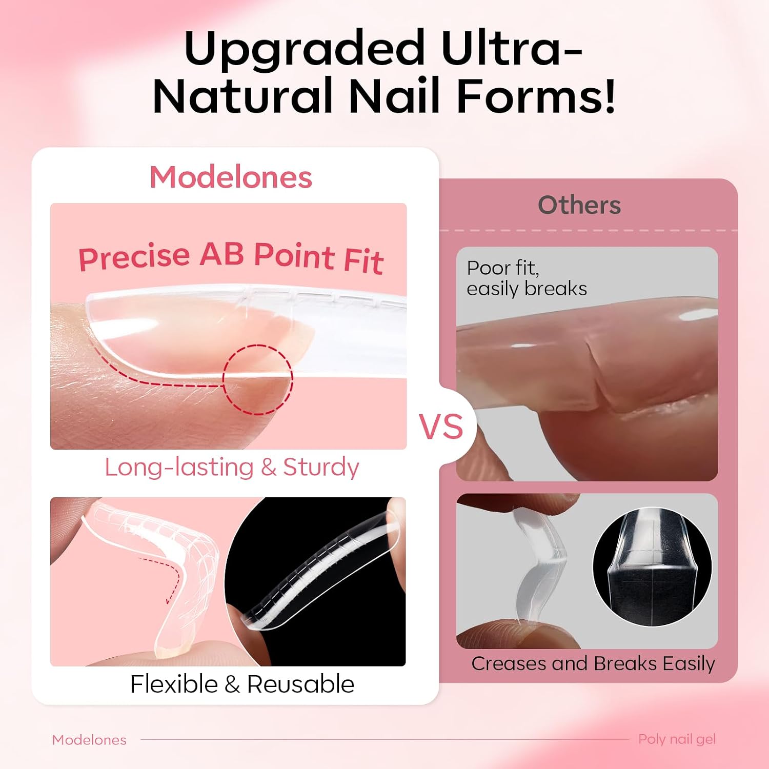 Thumbnail 6 de Modelones Poly Gel Nail Kit: 3 Colors Clear, White & Apricot with Slip Solution and Dual Nail Forms