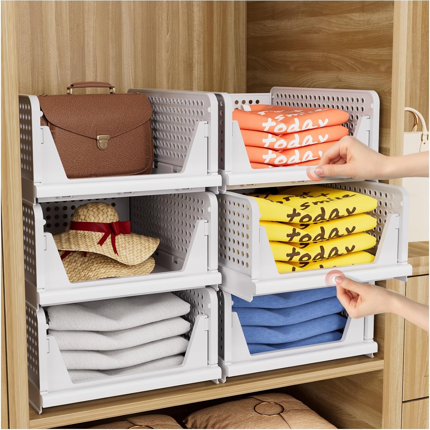Detalle de CTSNSLH Stackable Plastic Storage Bins