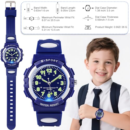 Detalle de GUUMUXIN Orologio Analogico per Bambini con Luci Colorate, Impermeabile 30M, Cinturino TPU regolabile (5-14 Anni)