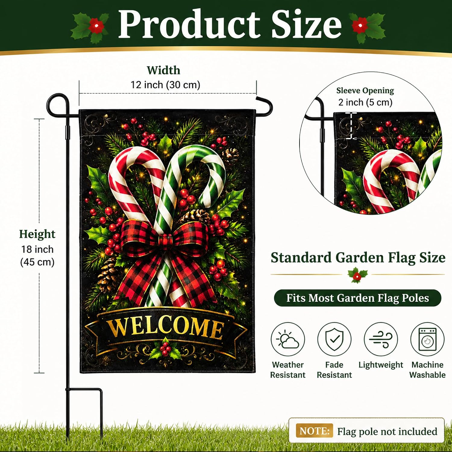 Detalle de Christmas garden flag 12 x 18 inches