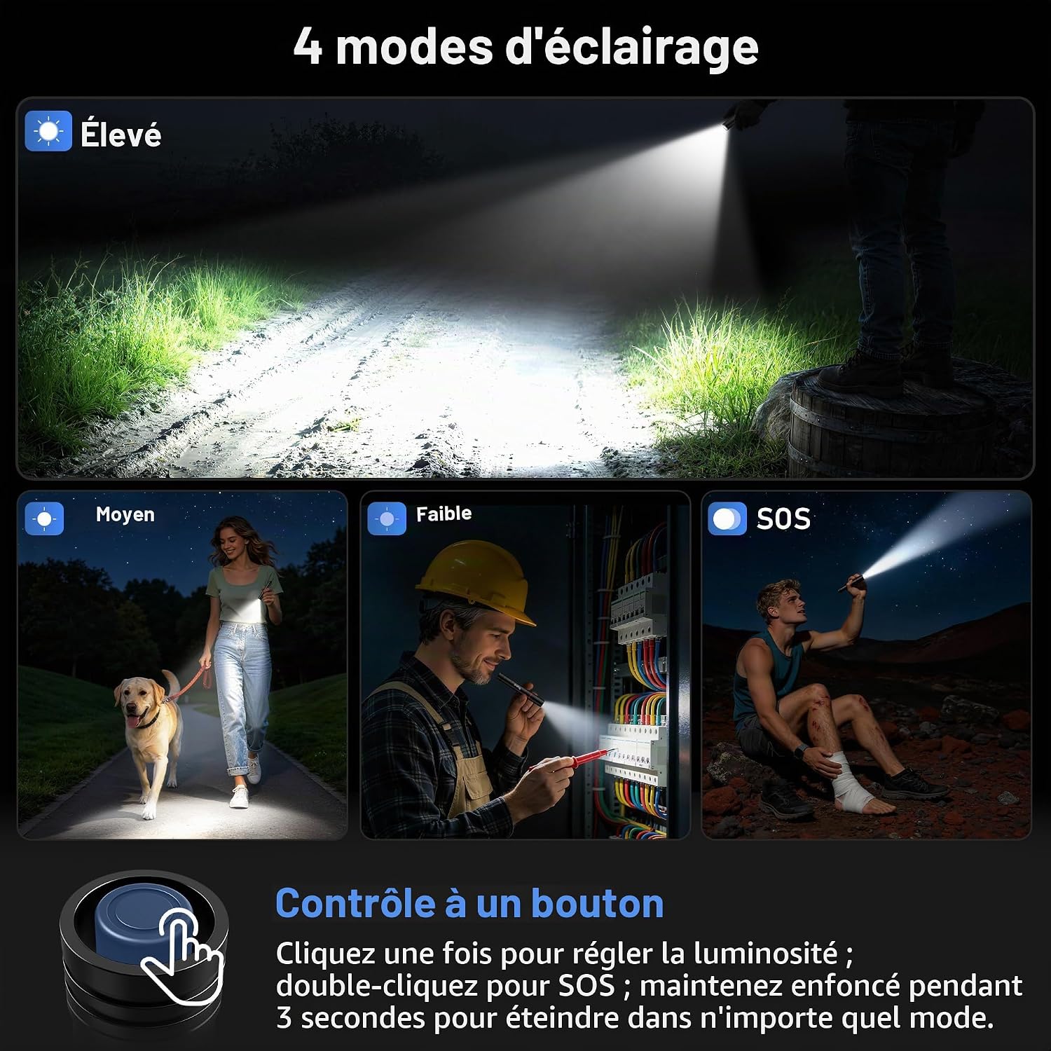 Detalle de Blukar Mini Lampe Torche Rechargeable – Lampe de Poche Puissante avec Clip