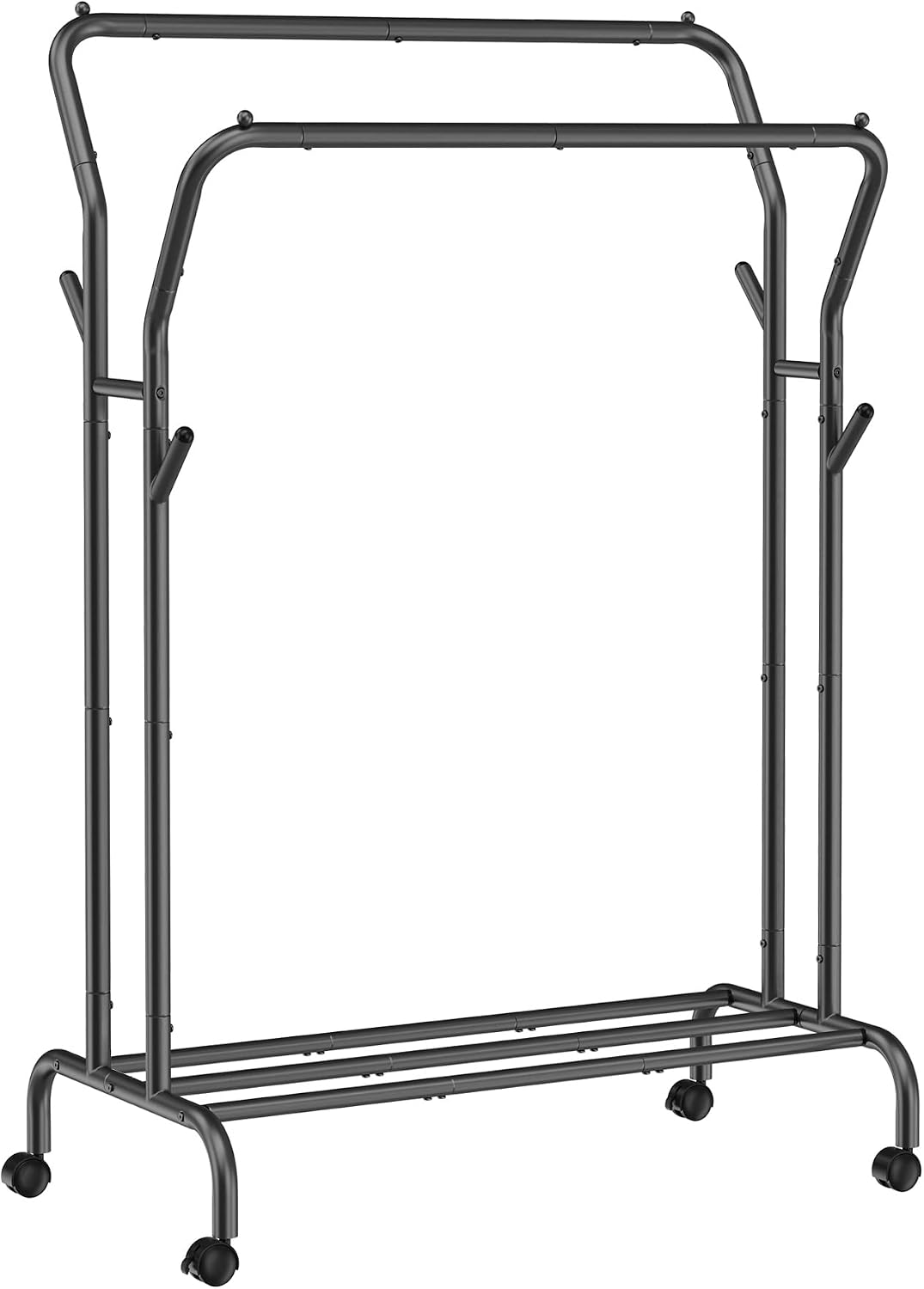 Detalle de SONGMICS HSR107B01 klädställ på hjul med två stänger och hylla, 103,5 cm