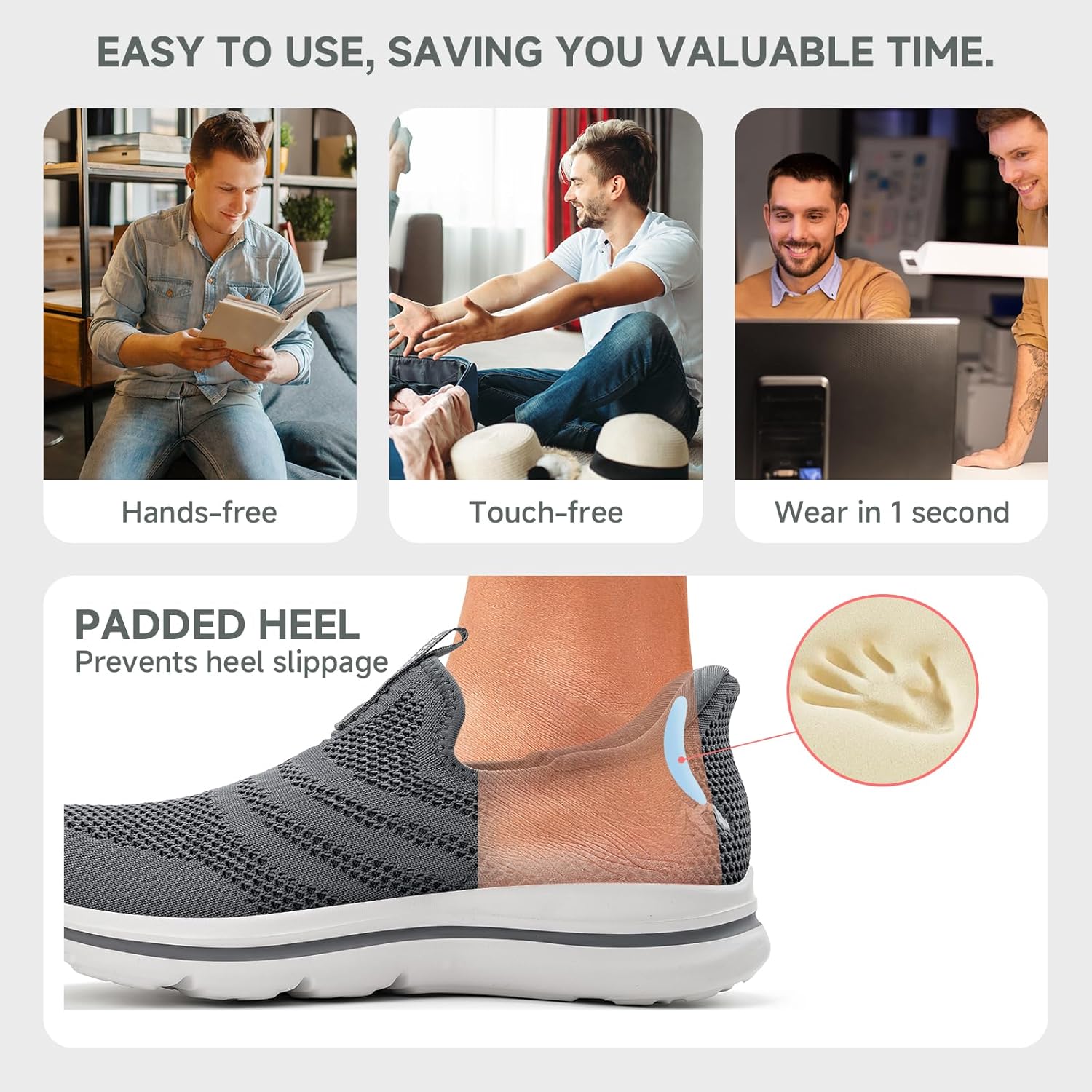 Thumbnail 4 de ODCKOI Baskets Slip-on Homme Respirantes — Légères et Confortables pour Ville, Randonnée et Course