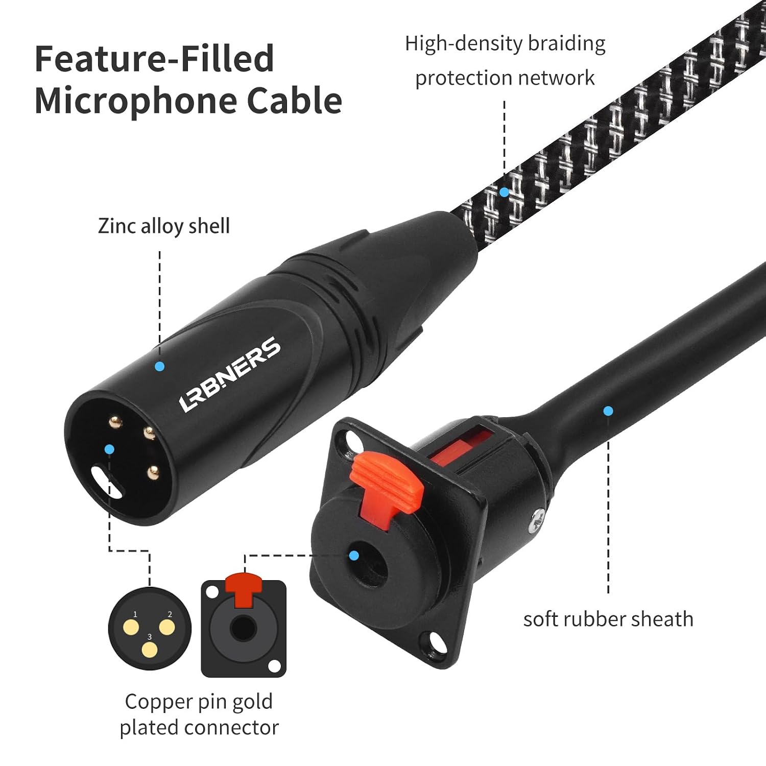 Thumbnail 1 de Lrbners GYX01D110B-07 2 ft XLR Male to 6.35mm Female Panel-Mount Cable