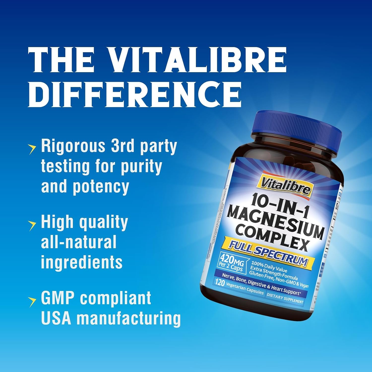Detalle de Vitalibre for Women 7 10-in-1 Magnesium Complex, 420 mg, 120 Capsules