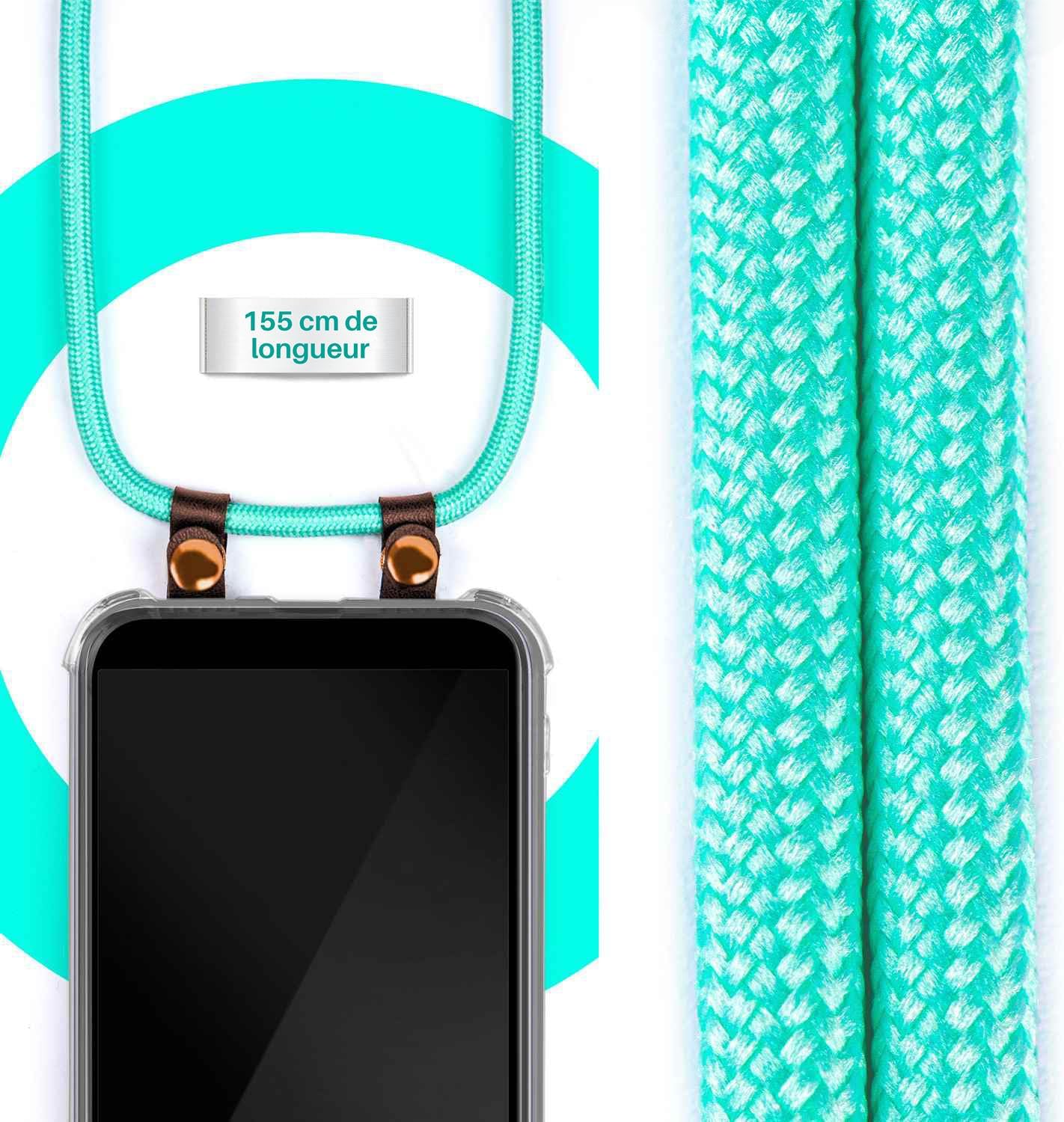 Thumbnail 2 de moex Étui à chaîne turquoise pour Nothing Phone 1 — coque silicone transparente avec cordon réglable