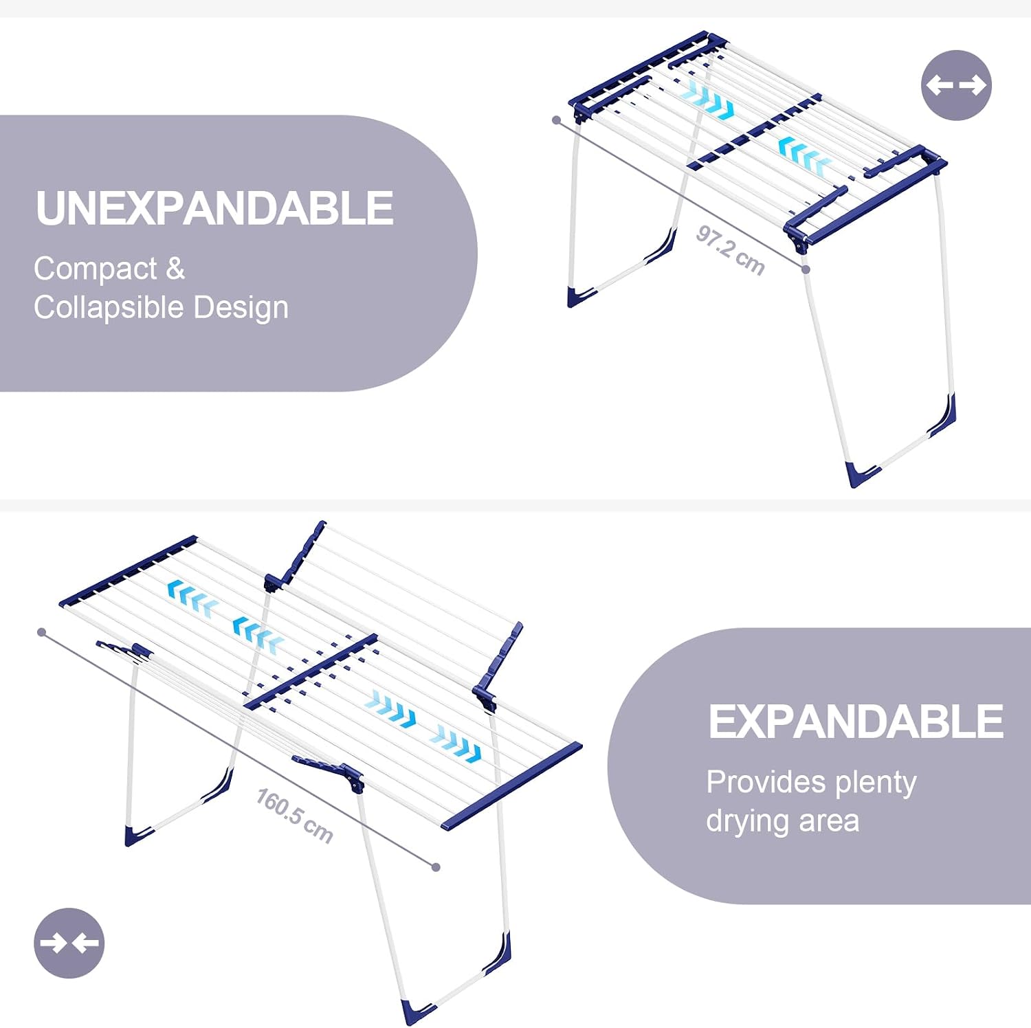 Detalle de SYKIARIOL Extendable Clothes Airer with Gullwing Wings