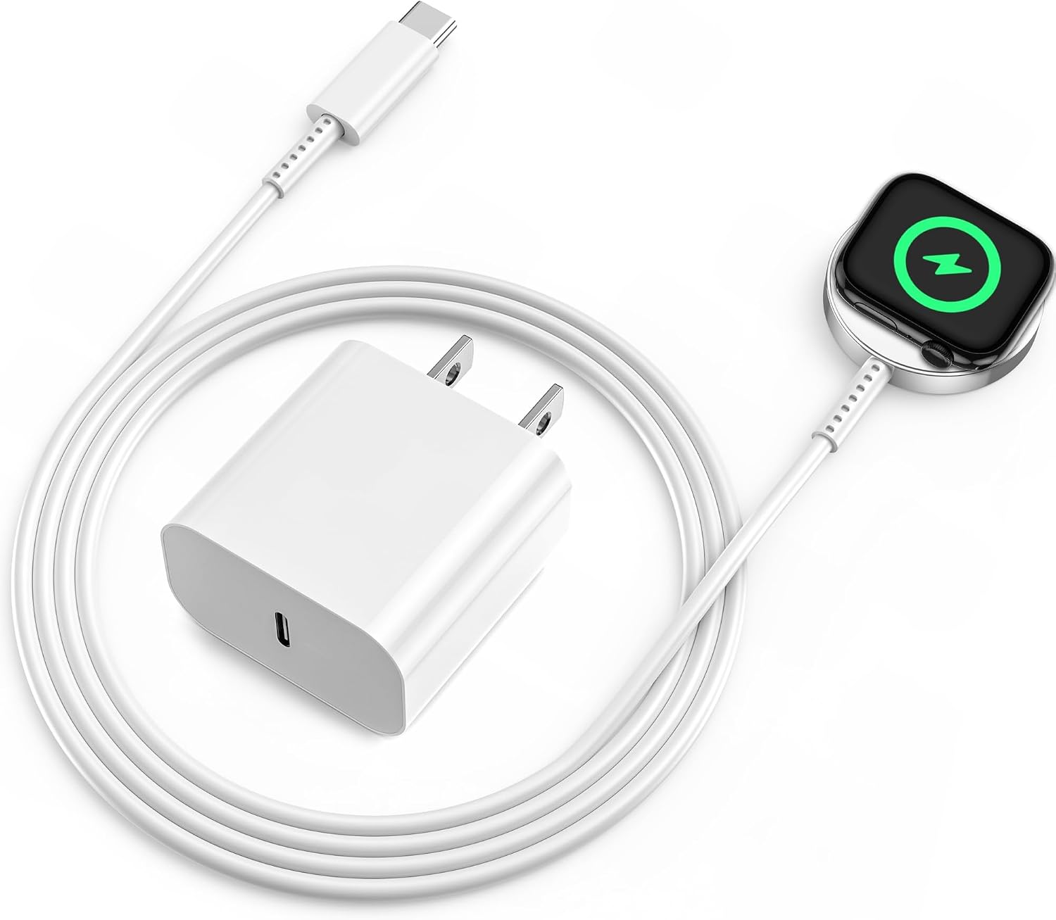 Detalle de Fast Charger for Apple Watch Charger: 3.3ft Magnetic USB-C Cable with Wall Charger