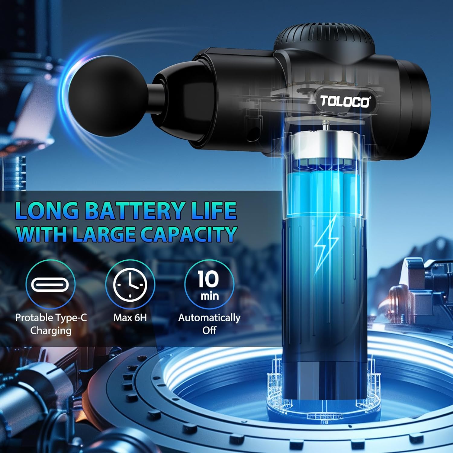 Thumbnail 3 de TOLOCO Massage Gun 10-Head Percussion Massager