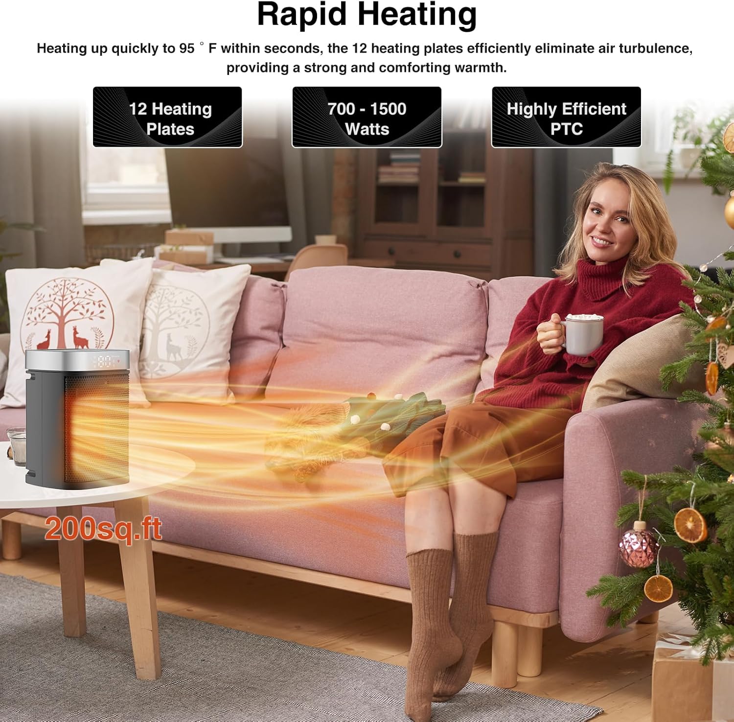 Thumbnail 4 de VOCRS 1500W PTC Heater for Bedroom