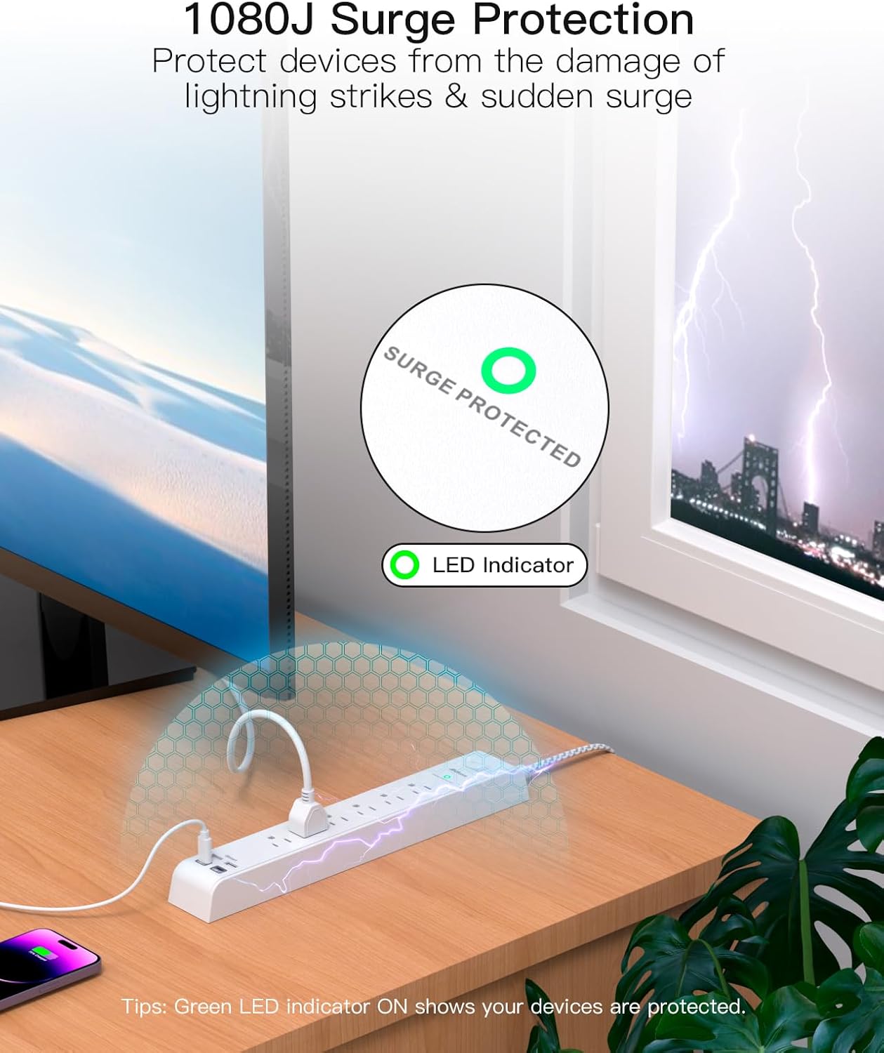 Thumbnail 2 de Surge Protector Power Strip 10 ft 🔌