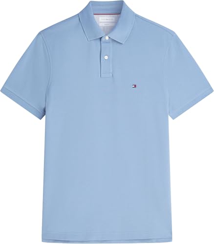 Detalle 2 de Tommy Hilfiger Polo de manga corta para hombre 1985 Regular Fit en Brisk Blue, talla XL