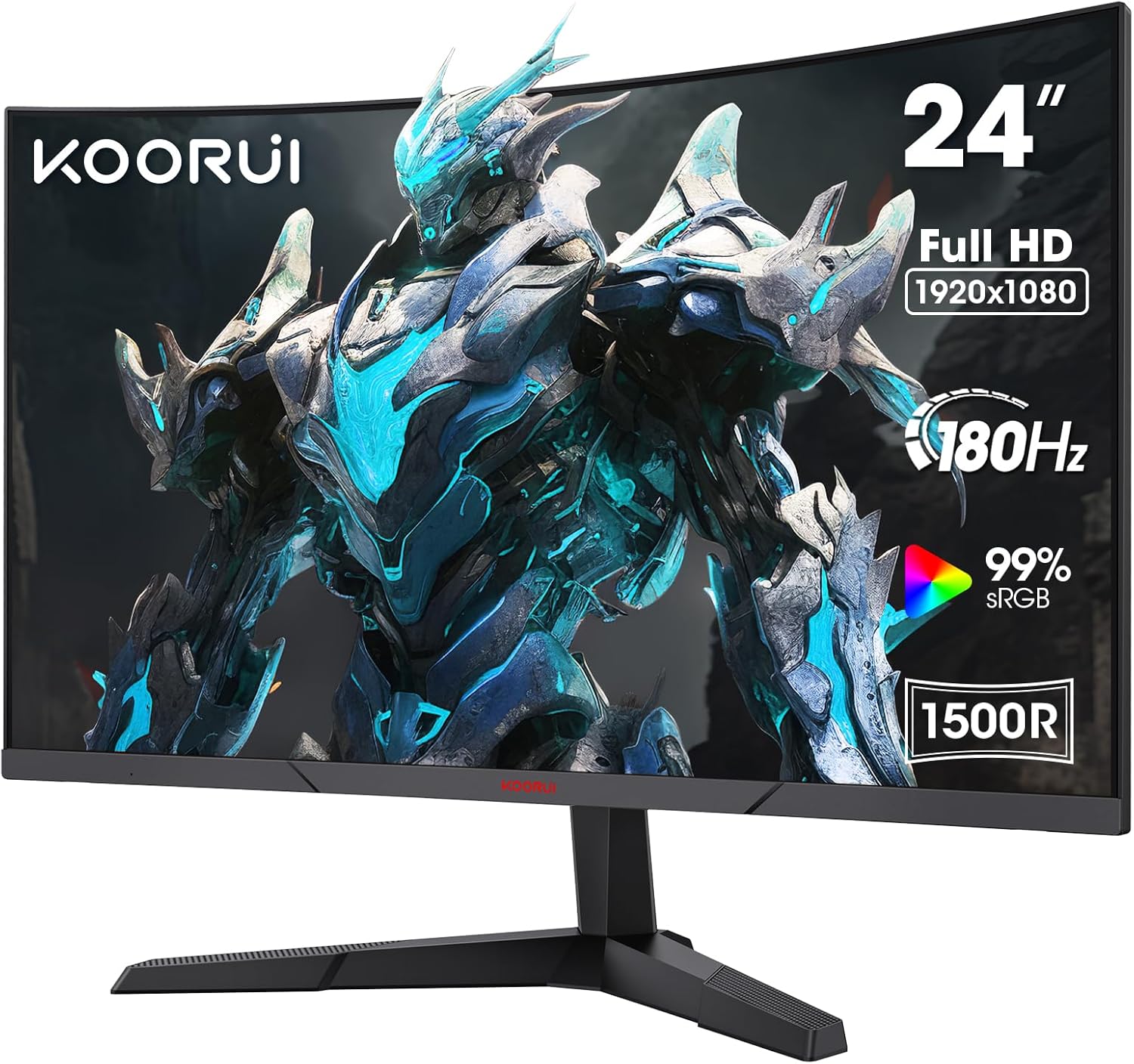 Detalle de KOORUI 24 Inch Gaming Monitor review: 180Hz curved VA, 1500R, 1ms response