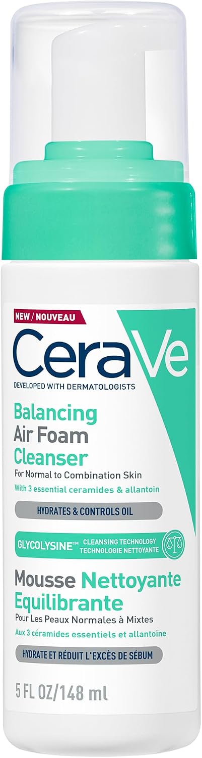 Detalle de CeraVe Balancing Air Foam Cleanser with Glycolysine Cleansing Technology, 148ml