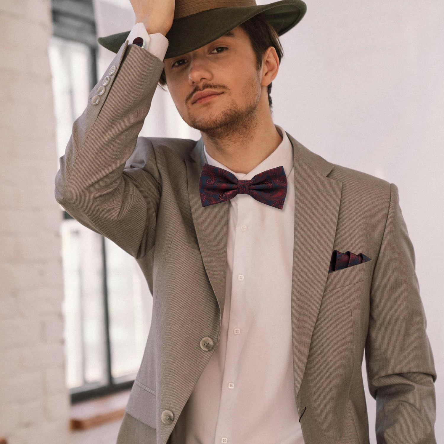 Thumbnail 6 de PAPA LEGGENDA Paisley Pre-Tied Bow Tie, Silk Blend