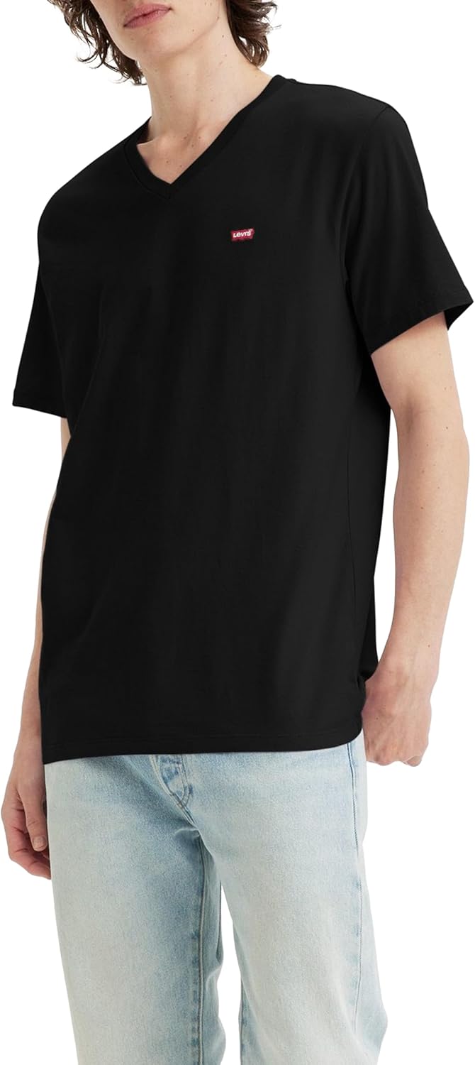 Detalle de Levi's Herren Original Housemark V-Neck T-Shirt – klassisches Basic-T-Shirt von Levi's