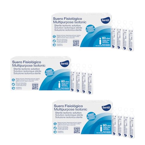Detalle de Senti2 – Suero fisiológico en monodosis 60 uds. Pack de 3 para higiene nasal, ocular y auricular