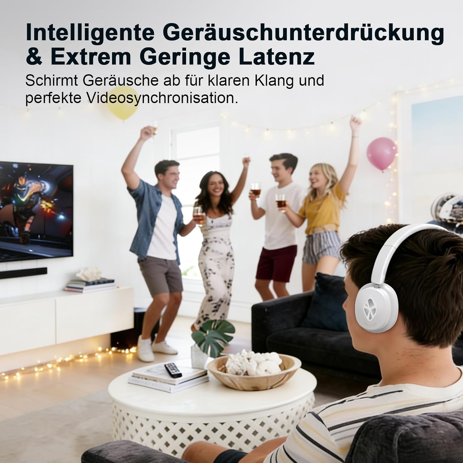 Detalle de Earbay Funkkopfhörer für Fernseher – kabellose TV-Kopfhörer mit Lade-Station, Bluetooth 5.4, 3 Audio-Modi und geringer Latenz