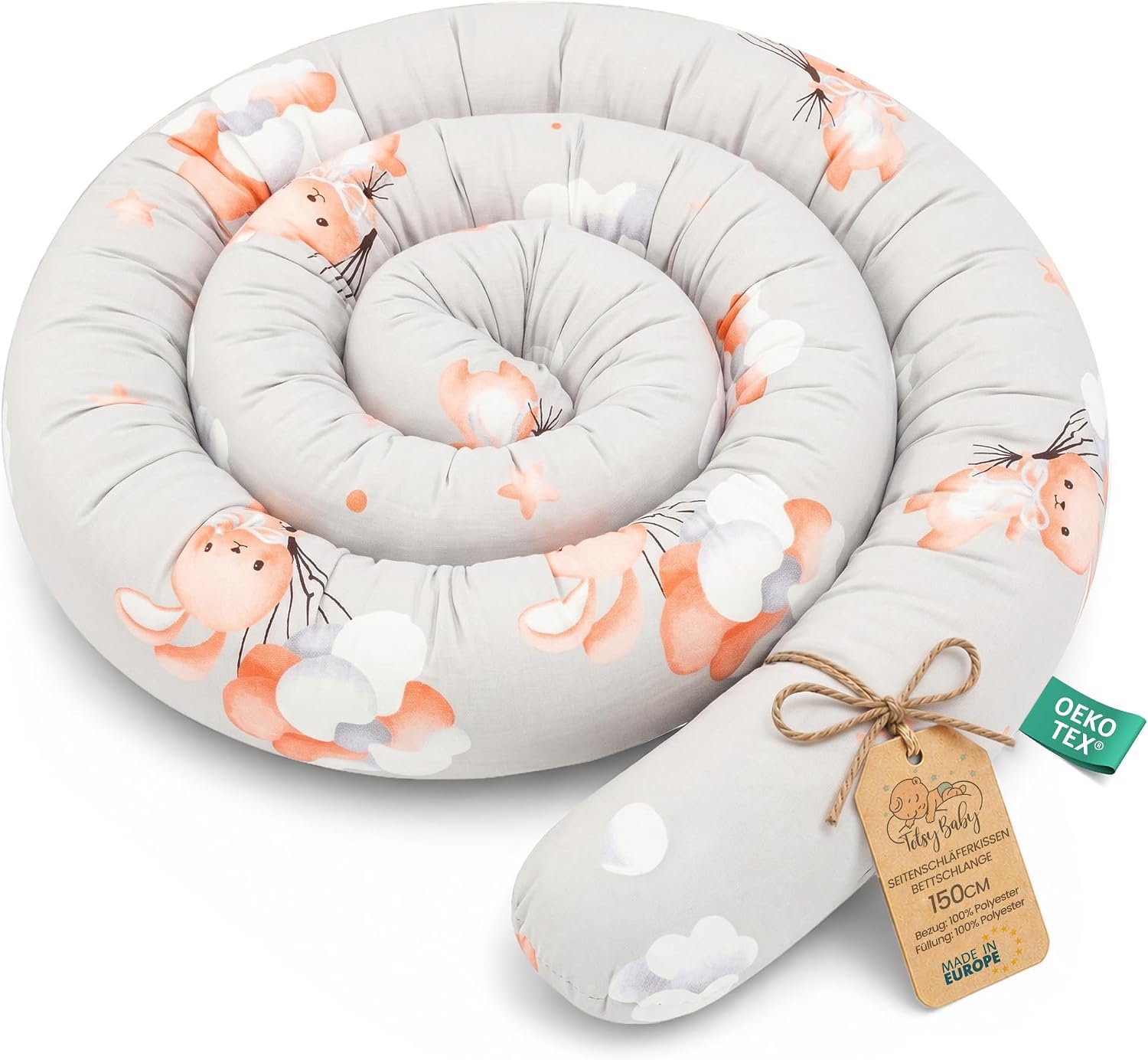 Detalle de Totsy Baby graviditetskudde 150 cm i bomull och polyester, Kanin