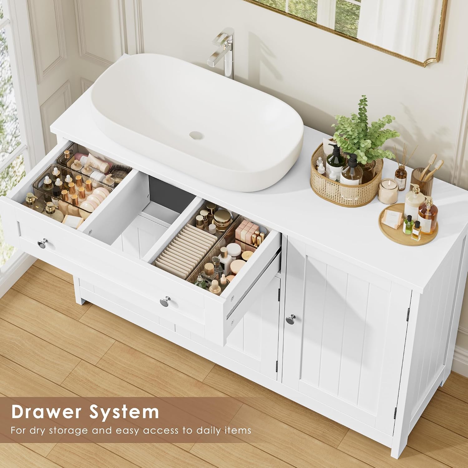 Detalle 2 de FOREHILL M300 – szafka łazienkowa 90 cm, 3 drzwi, szuflada i regulowana półka