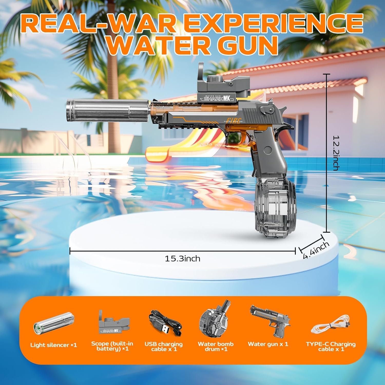 Thumbnail 3 de StimuVariety Electric Water Gun for Adults & Kids (Black) with LED Lighted Nozzle