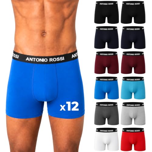 Detalle de AN TONIO ROSSI Mens Boxers 12 Pack – Cotton, Breathable, Stretch Fit