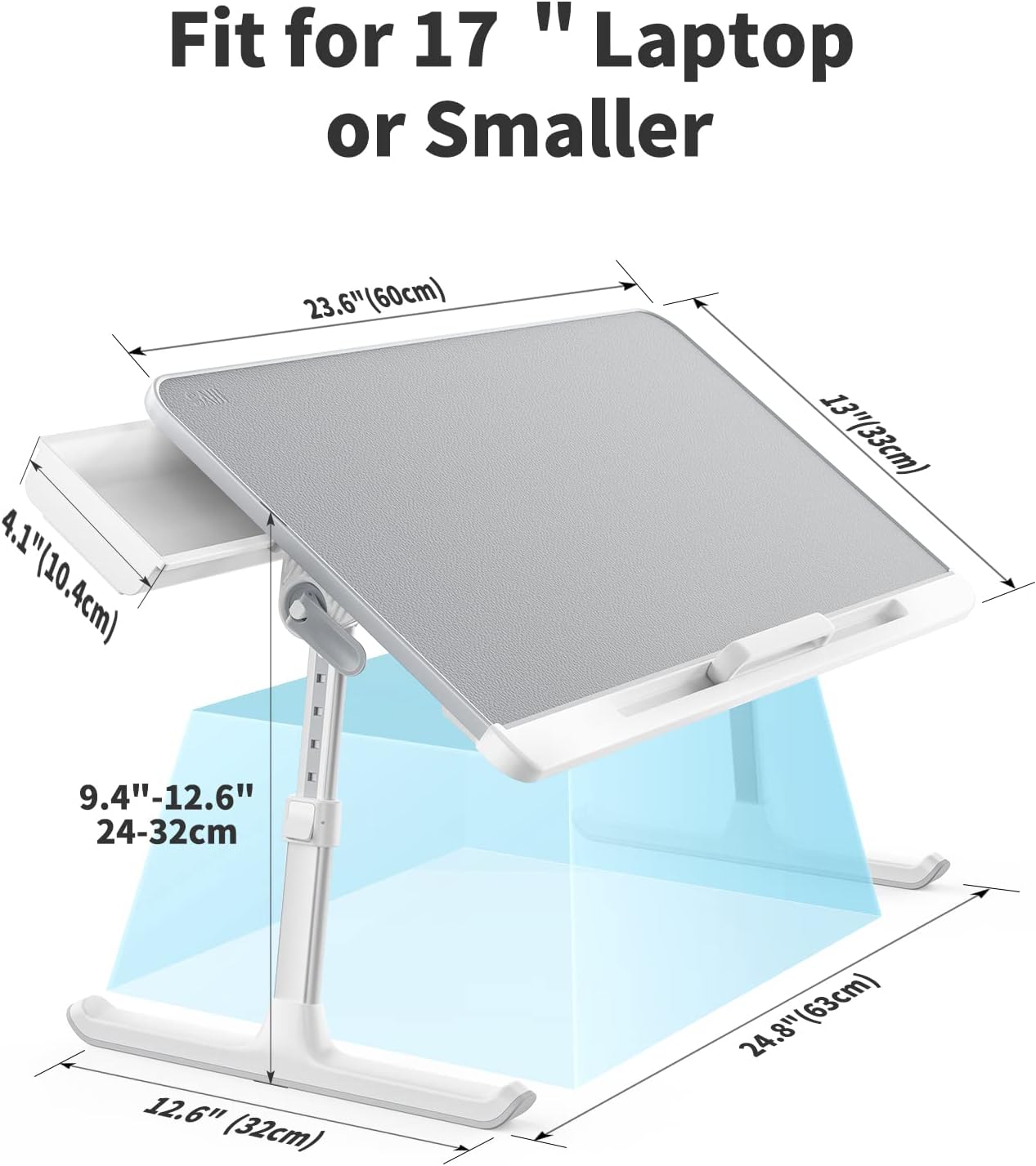 Detalle de SAIJI Tisch Bett: 100% E0 Eco Holzplatte, verstellbarer Laptop-Betttisch mit PVC-Leder-Desktop