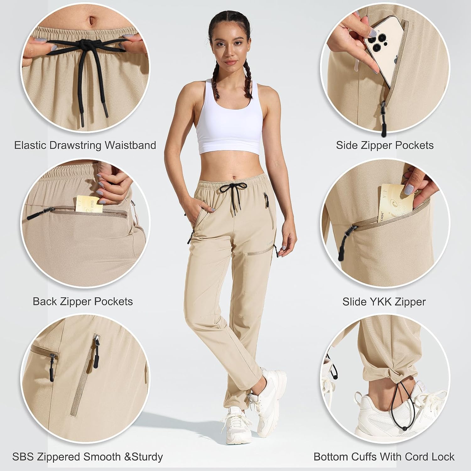 Detalle de MOCOLY Pantalon Randonnée Femme Léger à Séchage Rapide et Imperméable – UPF50