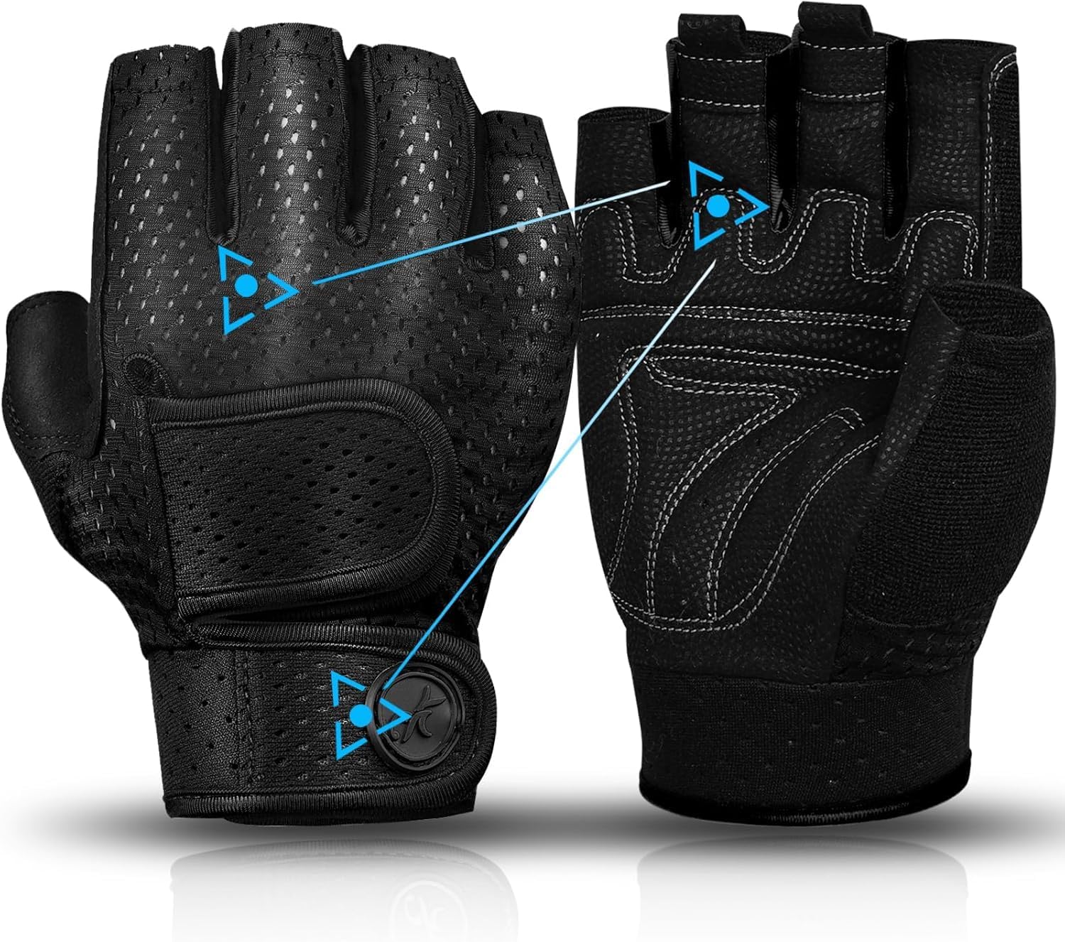 Detalle de MOREOK MK1003 Workout Gloves with 3 mm Gel Palm Pads and Adjustable Wrist